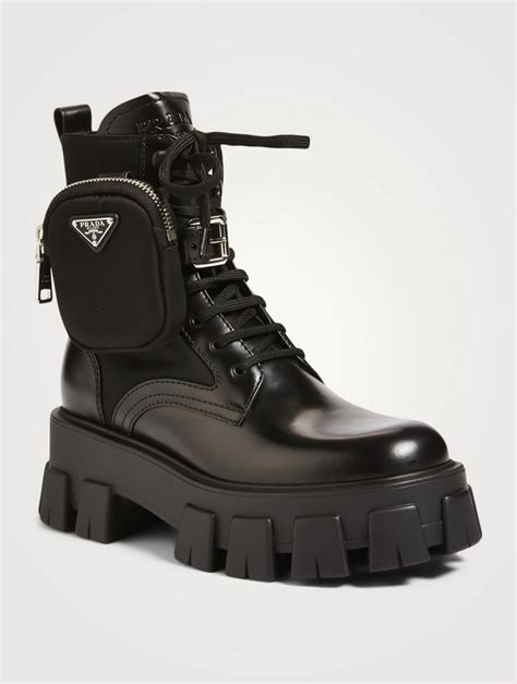 prada bootie for women open toe|prada ankle pouch combat boots.